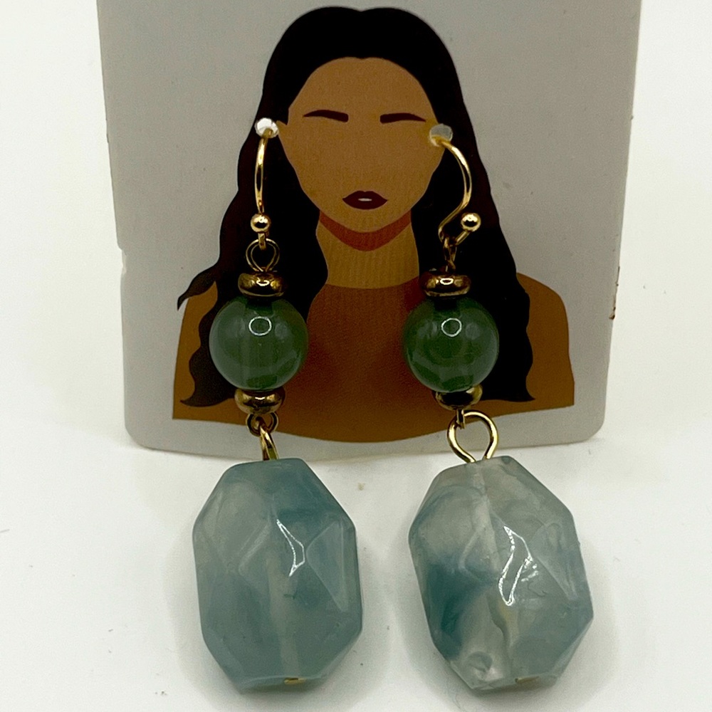 Elegant Gold and Blue Earrings